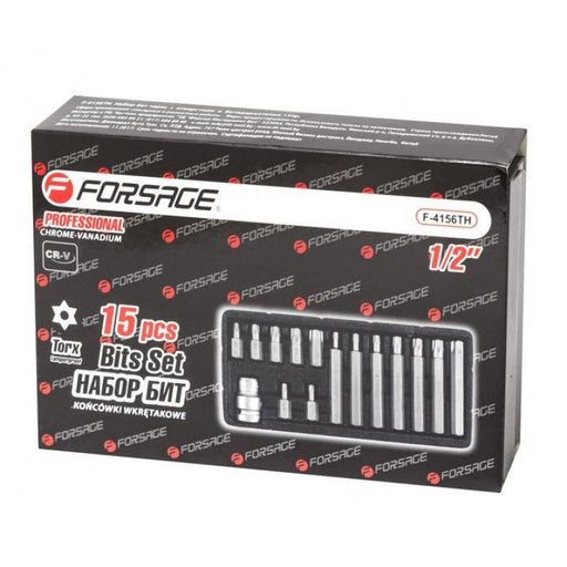 Bitssats TORX med hål 1/2", 15 delar - Forsage Sweden