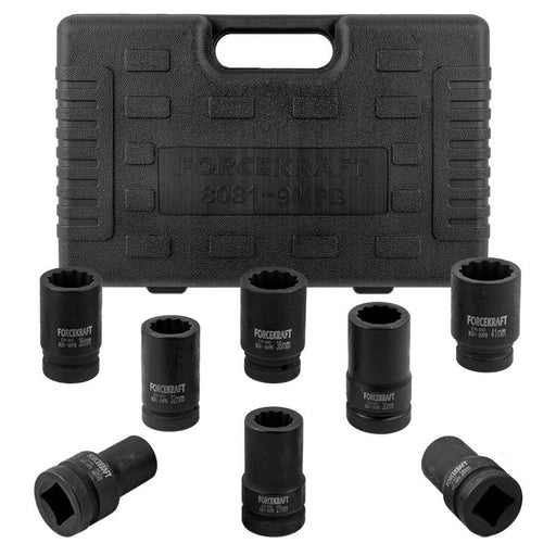 Krafthylssats 1" djupa, 8 delar (22-41 mm) - Forsage Sweden