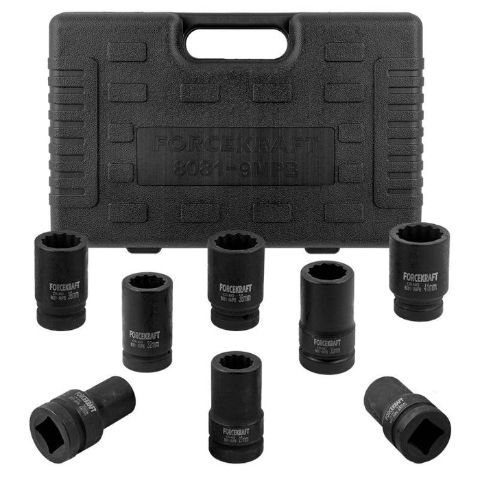Krafthylssats 1" djupa, 8 delar (22-41 mm) - Forsage Sweden