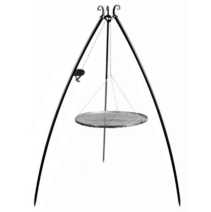 Grillstativ 200 cm med naturligt stålgaller och vinsch